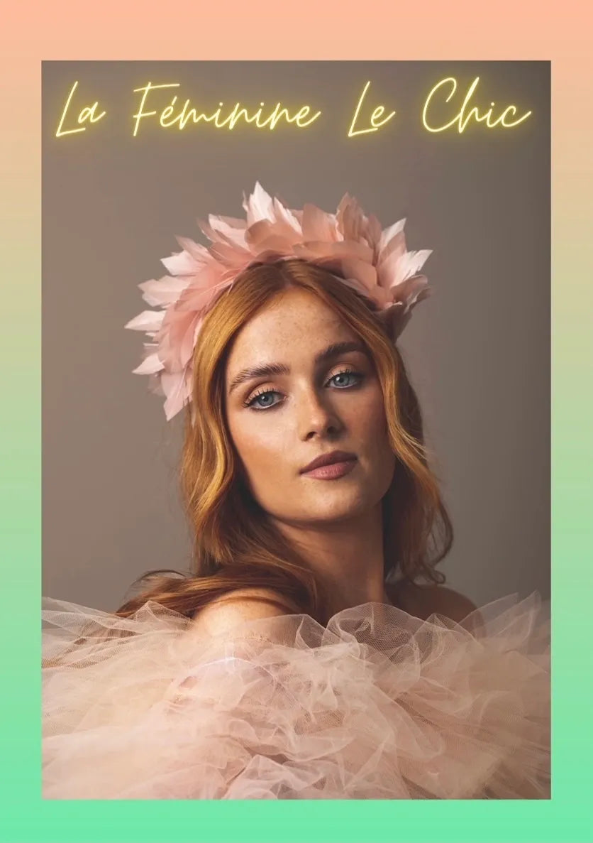 DFM Full Moon Feathered Headpiece Soft Pink