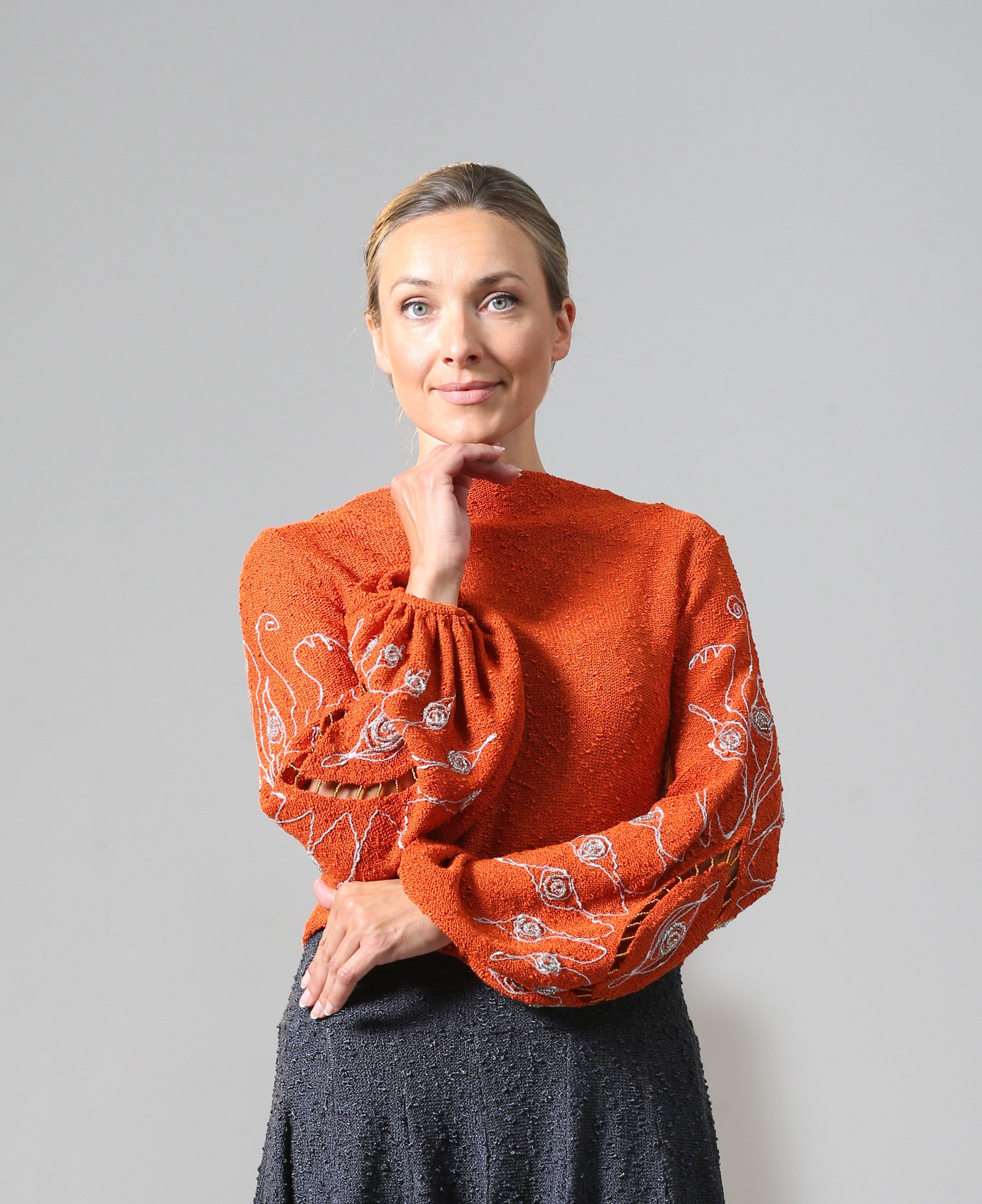 CAROLINE MITCHELL - FUNNEL NECK TOP - PRICE ON APPLICATION