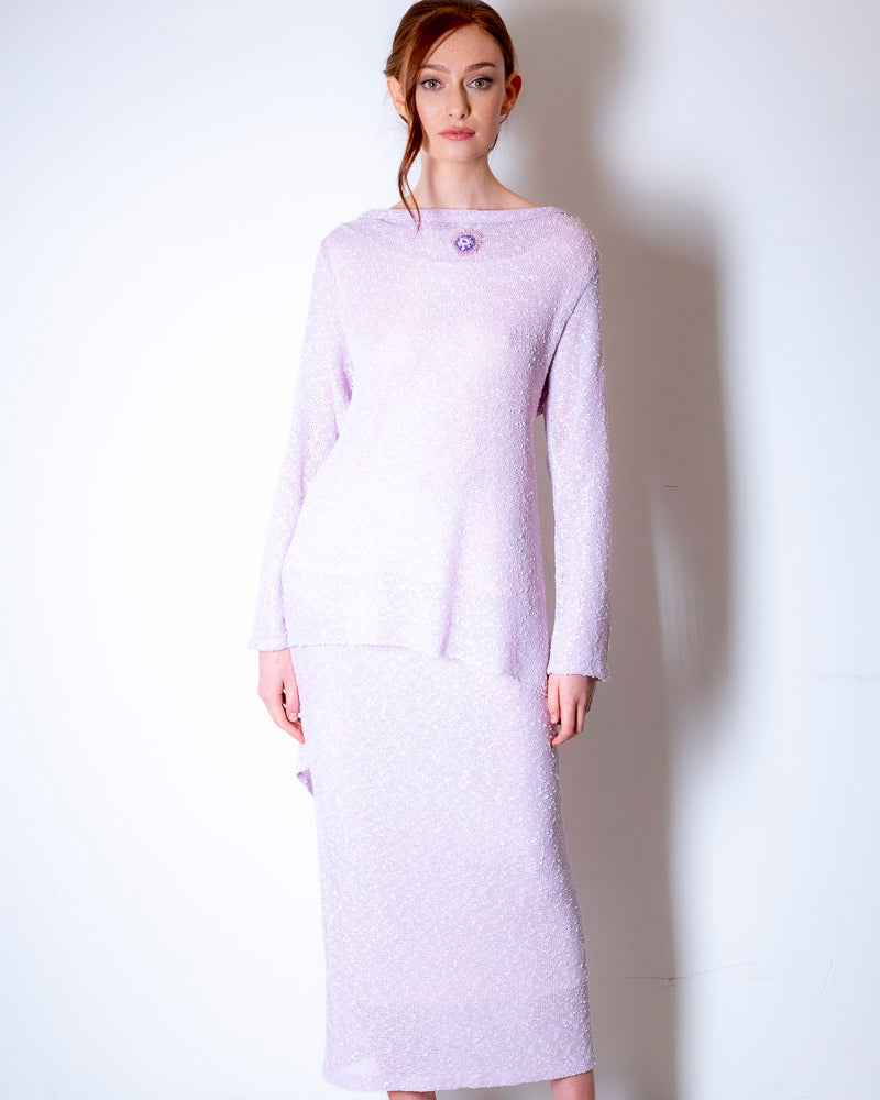 Caroline Mitchell - lilac beaded top & skirt