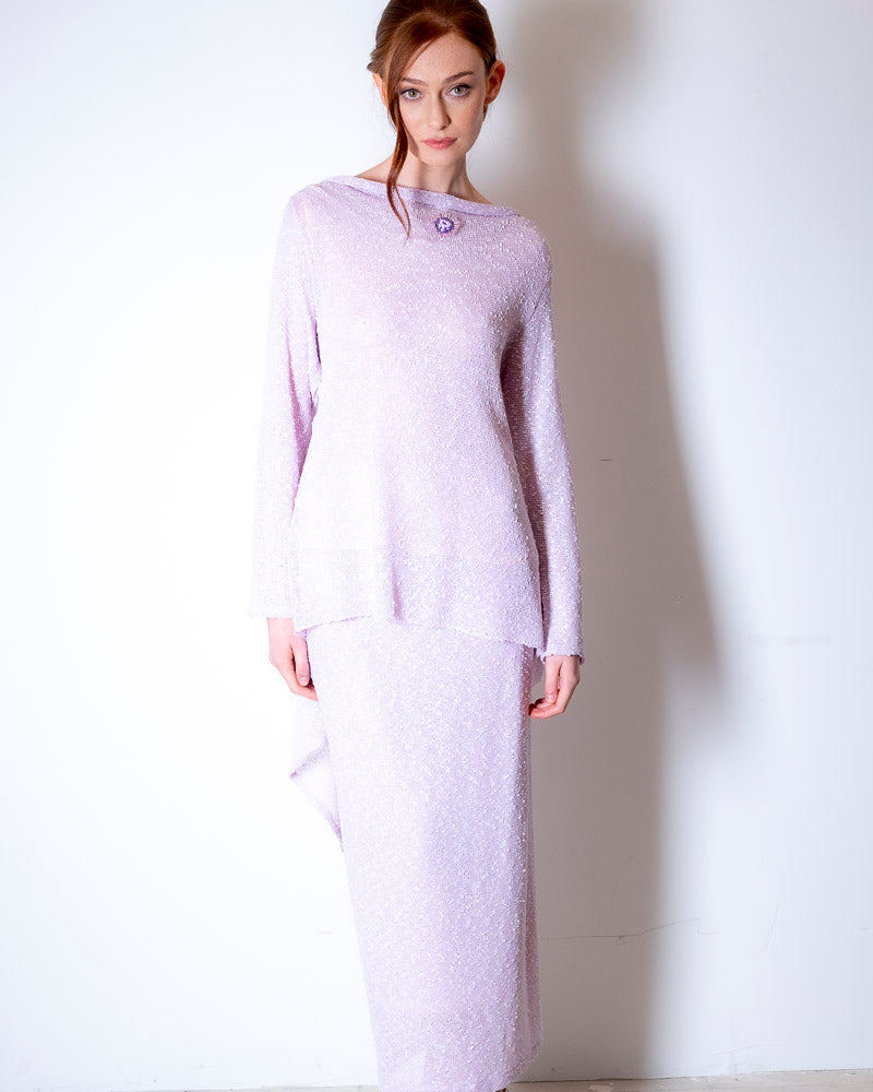 Caroline Mitchell - lilac beaded top & skirt