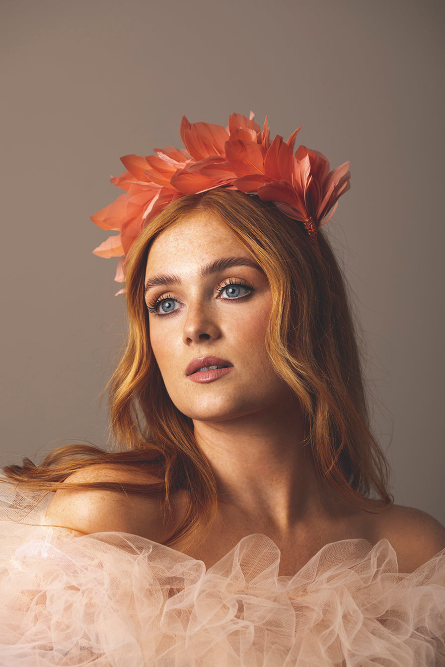 DFM Feathered Headpiece Burnt Orange