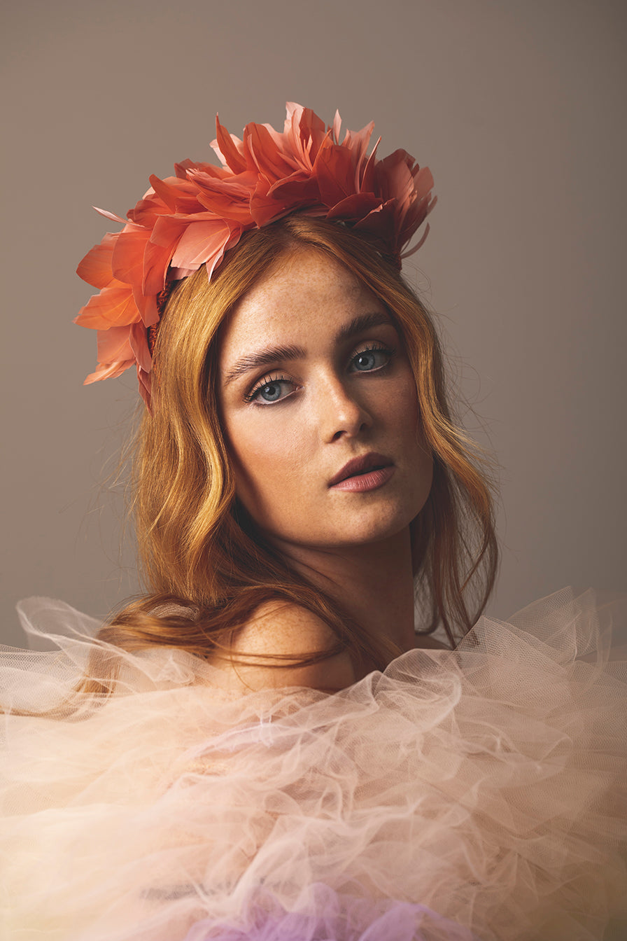 DFM Feathered Headpiece Burnt Orange
