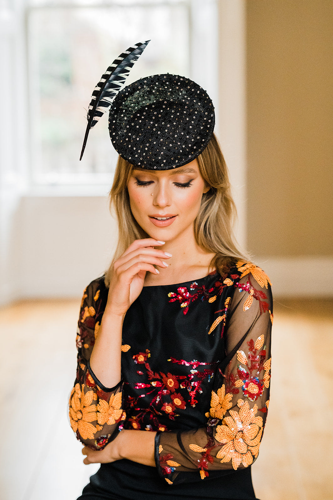 AOIFE HARRISON - BLACK SINAMAY HAT