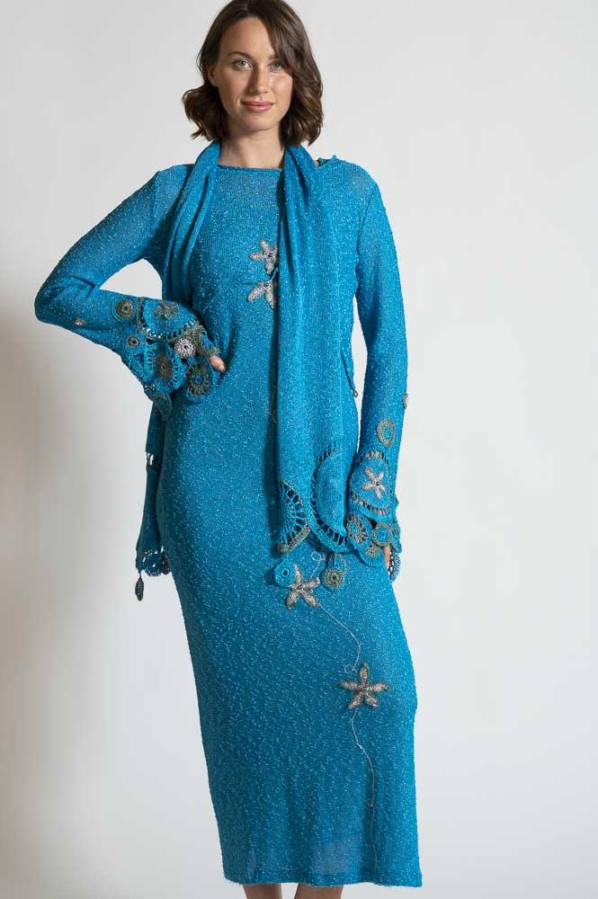 DRESS, SWEATER, SCARF