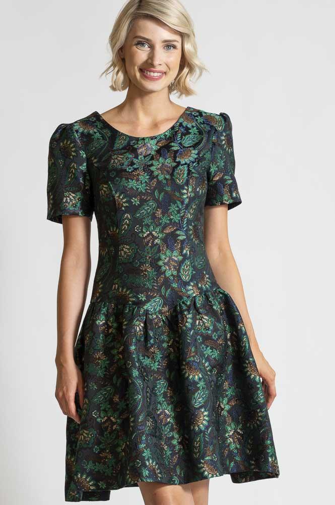 AW 21 GREEN JAQUARD DRESS