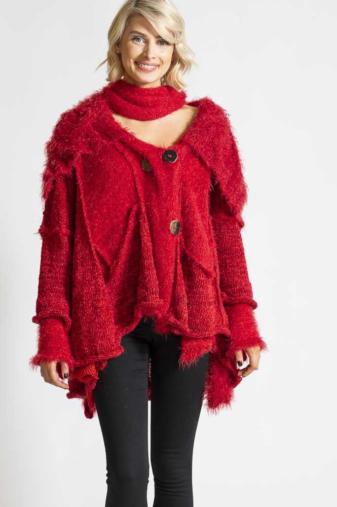 BIG RED KNIT CARDIGAN