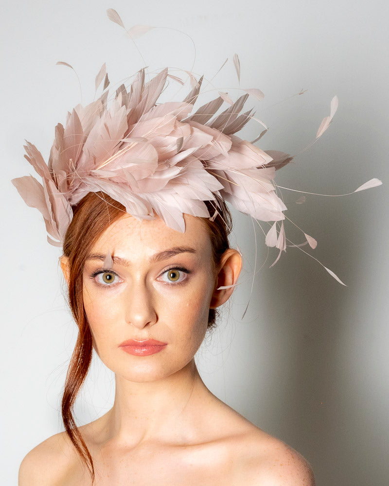 Suzie Mahony - dusty pink feathered hairband
