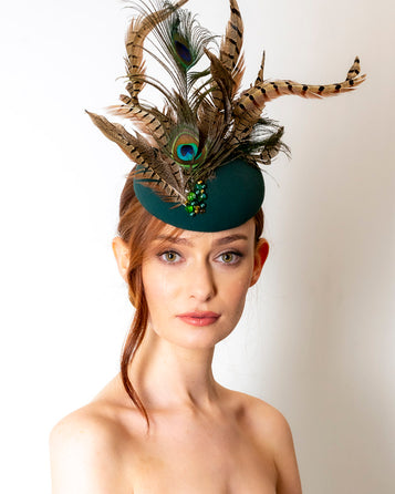 Ailish McElroy - Green felt with feathers & embellishments