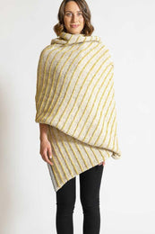 TWEED DONEGAL WRAP IN CREAM WITH GOLD TRIM
