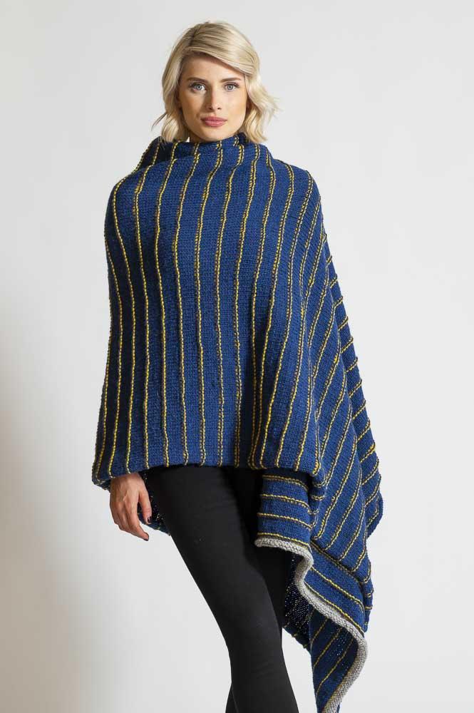 TWEED DONEGAL WRAP IN BLUE WITH GREY TRIM