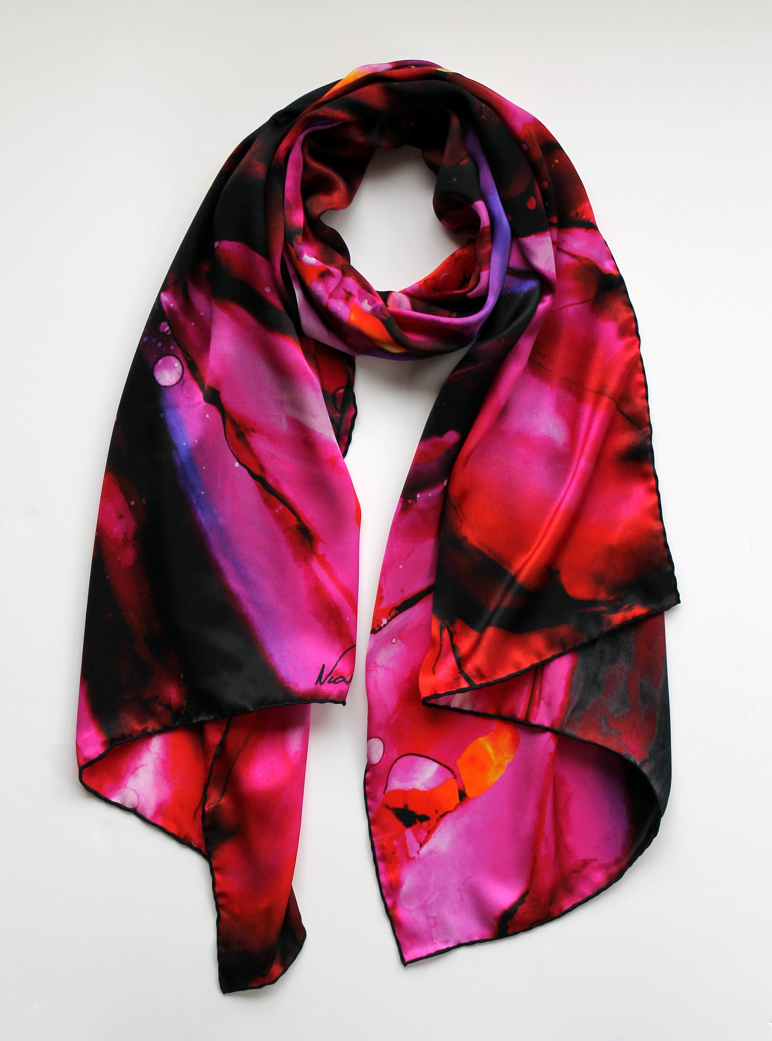Niamh Daniels - Pink Petal Large silk scarf